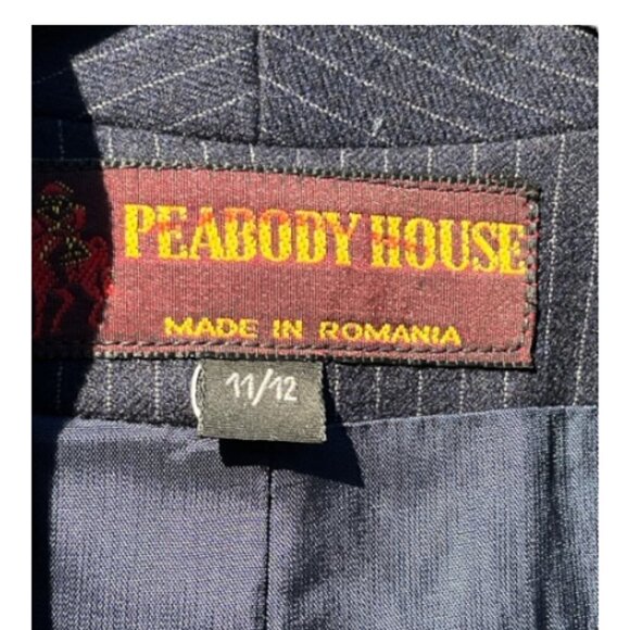 Peabody House NWT Women's Vintage Navy Blue Pinstripe Suit Skirt Set Size 11/12 - Picture 3 of 16